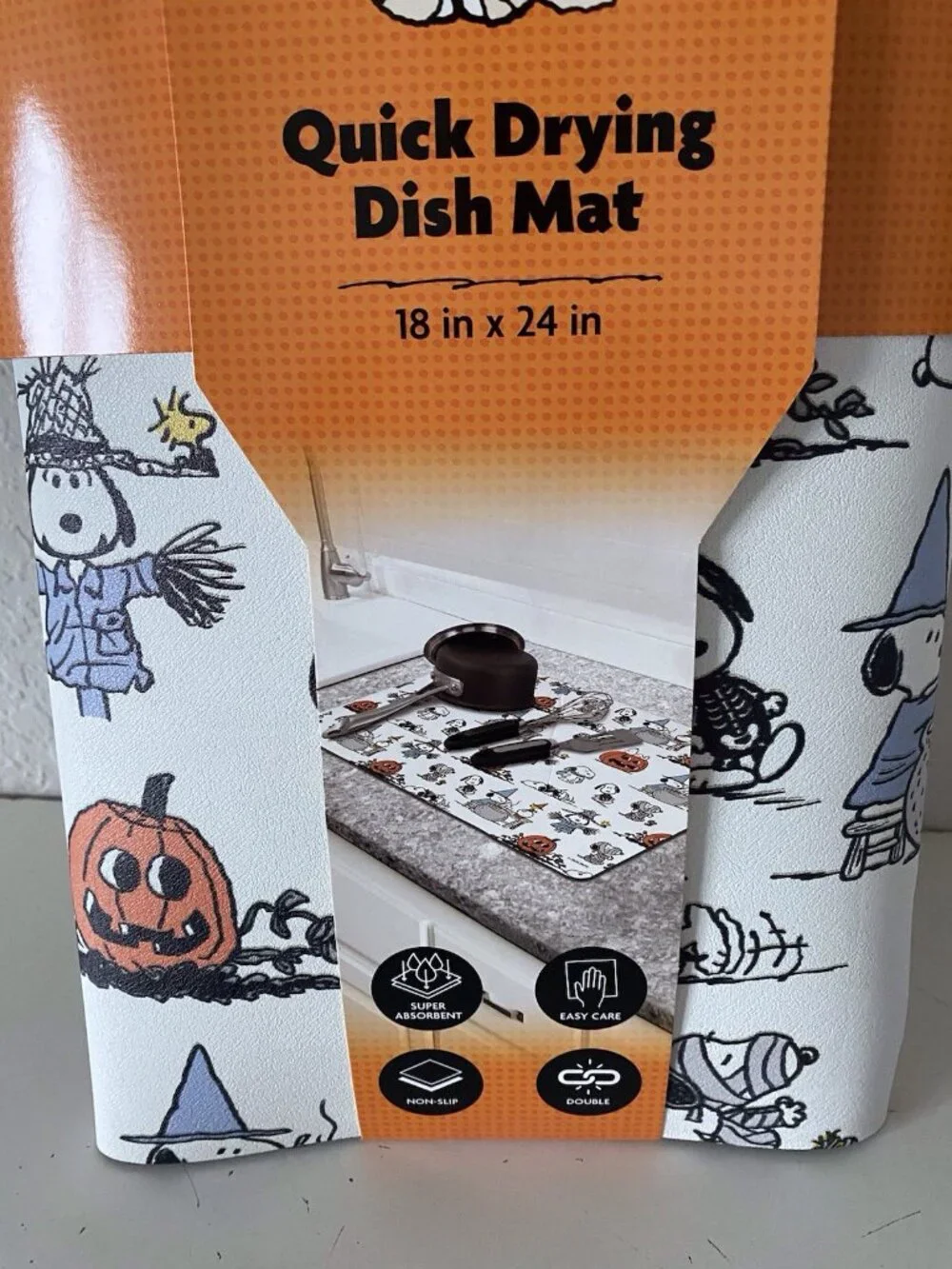 Peanuts Snoopy Woodstock QUICK DRYING RUBBER Kitchen Mat 18 X 24” Halloween NEW